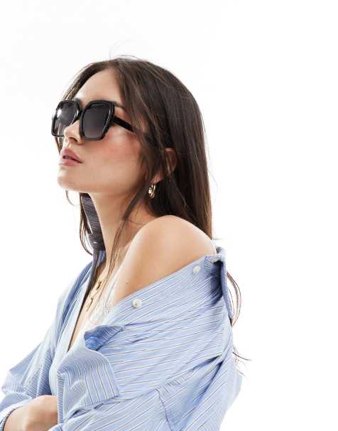 Oversized square mirror top sunglasses