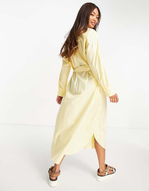 Yellow oversized cheap shirt dress