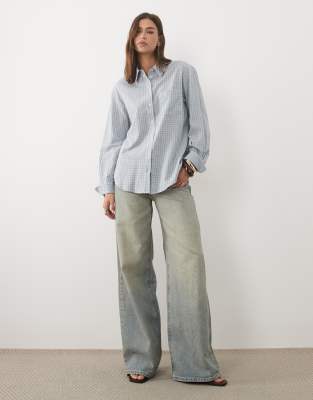 Mango Oversized Shirt In Blue
