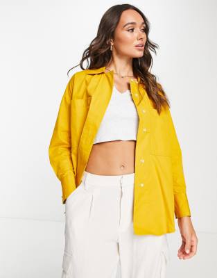 Mango oversized shirt in mustard | ASOS