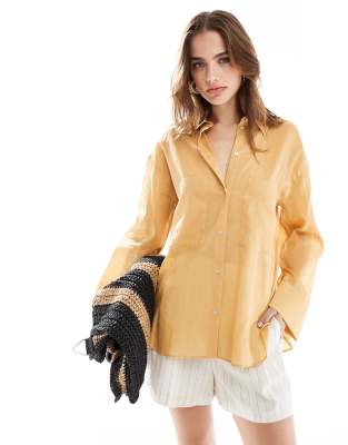 Mango Oversized Shirt In Orange