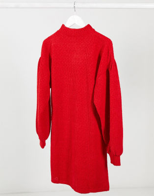 red oversized sweater dress