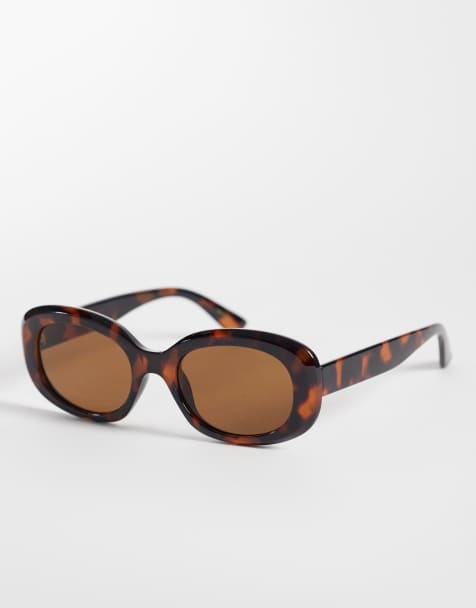 Mango – Oversized-Sonnenbrille in Braun mit runden Gläsern - view 1
