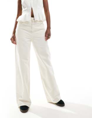 Mango Mango oversized straight leg jeans in white