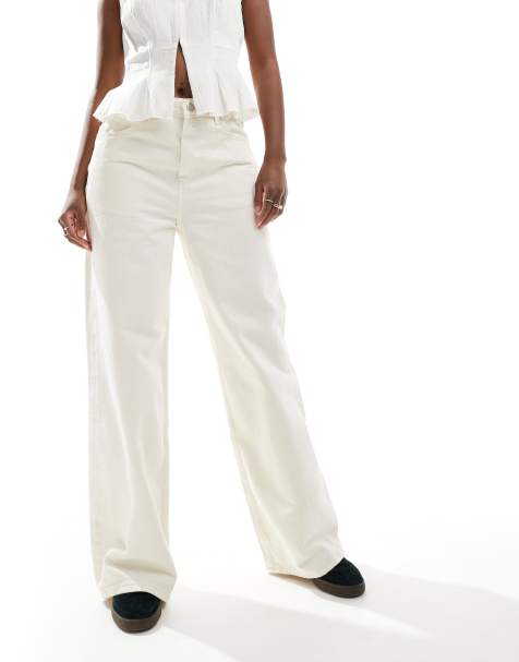 Mango oversized straight leg jeans in white - view 1