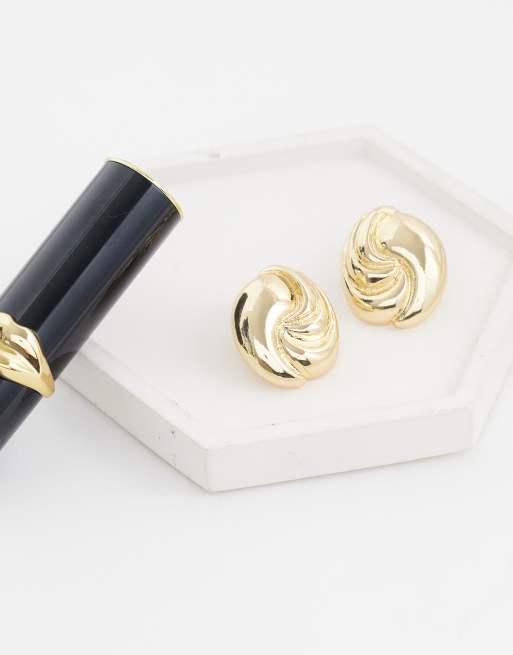Mango oversized stud earring in gold, 2 of 4