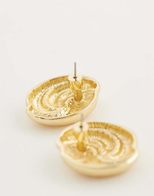Mango oversized stud earring in gold, 3 of 4