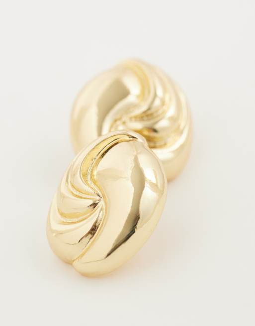 Mango oversized stud earring in gold, 4 of 4