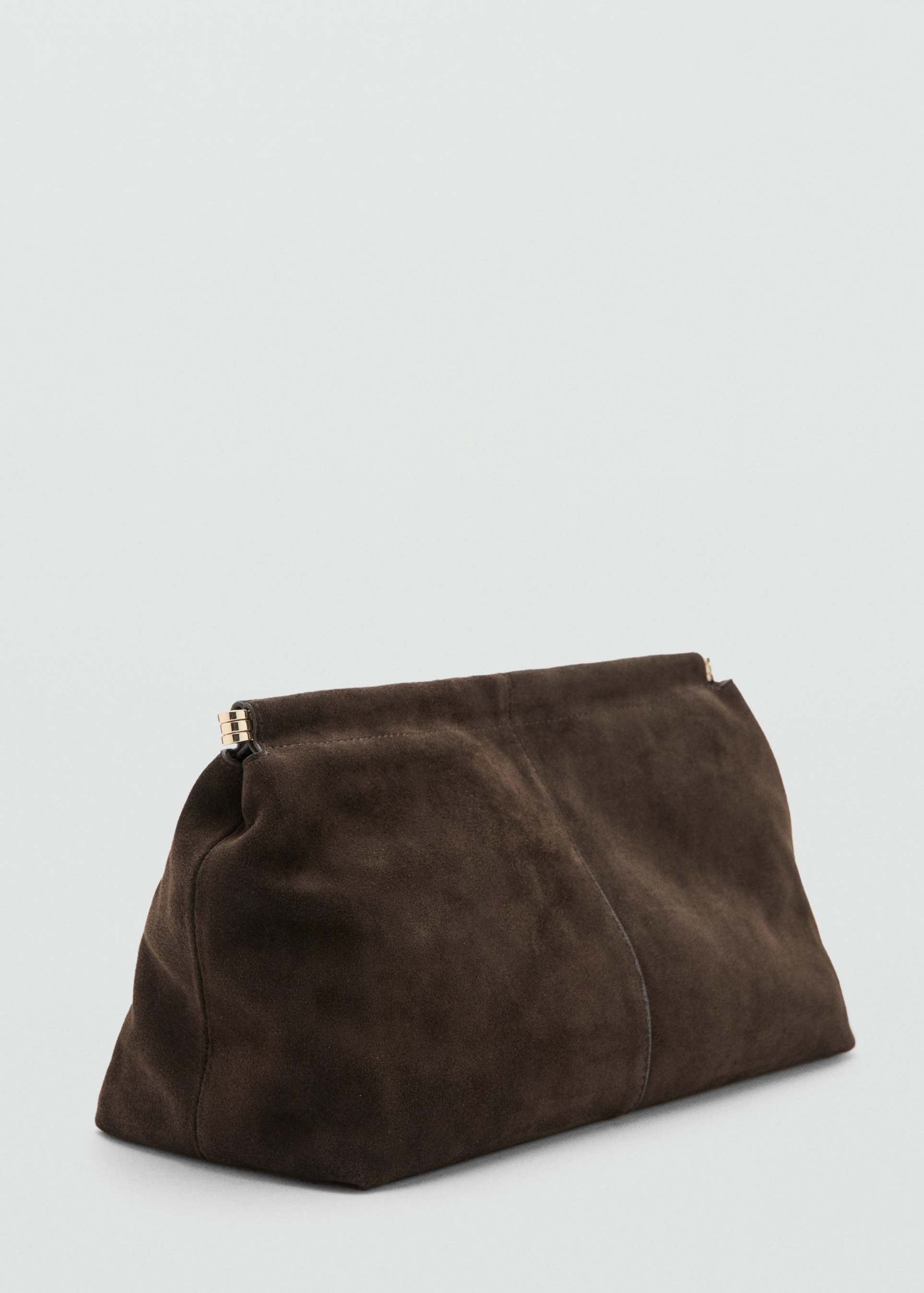 mango oversized suede clutch bag in brown