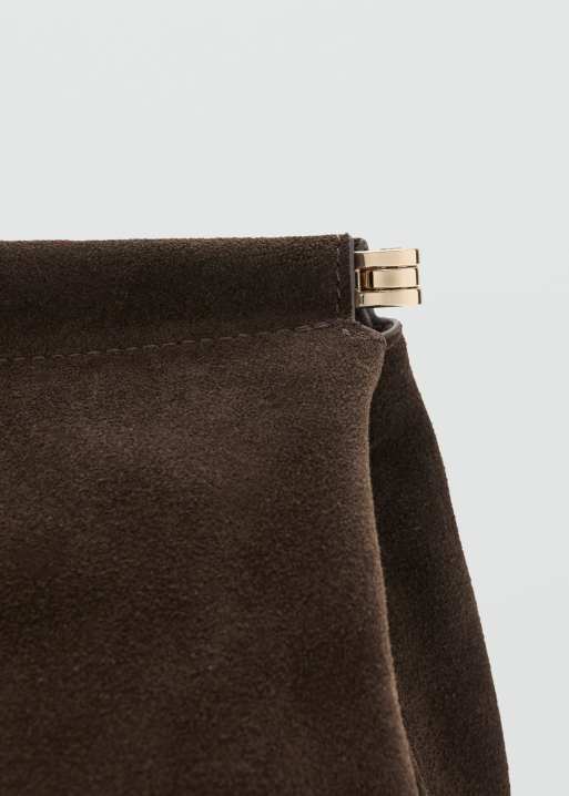 Mango oversized suede clutch bag in brown, 2 of 4