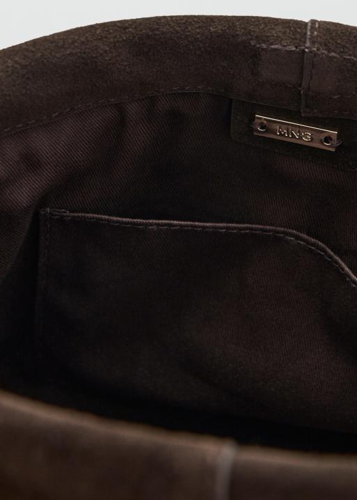 Mango oversized suede clutch bag in brown, 4 of 4