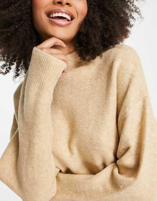 Mango oversized sweater in camel