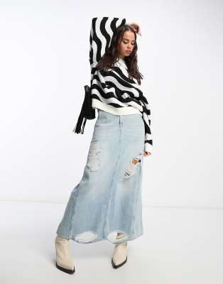 Mango Oversized Wavy Stripe Sweater In Multi
