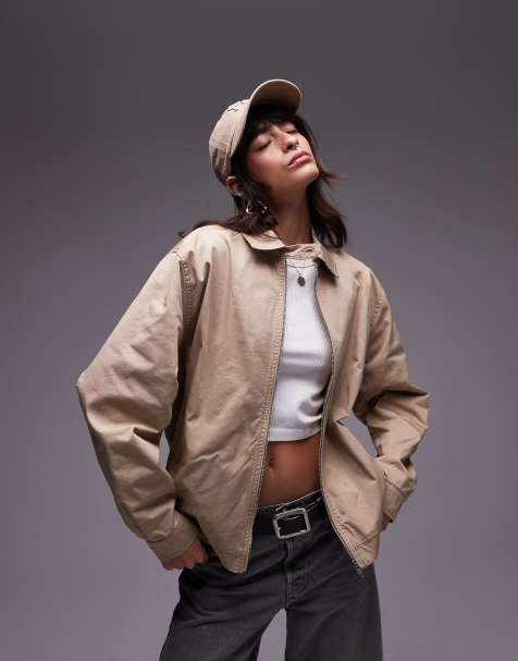 Mango oversized zip through jacket in beige - view 1