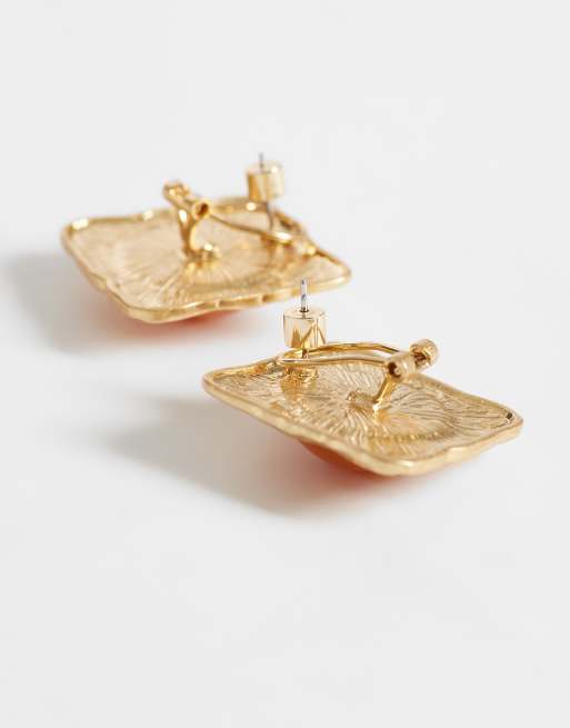 Mango pack of shell stud earrings in gold, 3 of 4