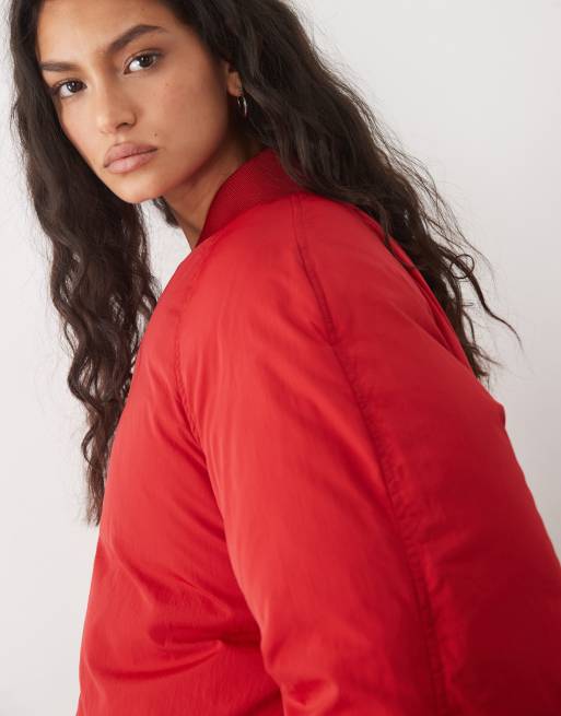 Mango padded bomber jacket in red, 2 of 4