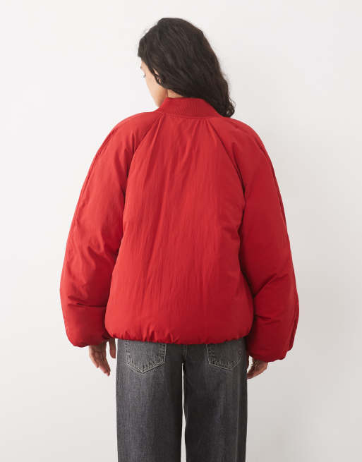 Mango padded bomber jacket in red, 4 of 4
