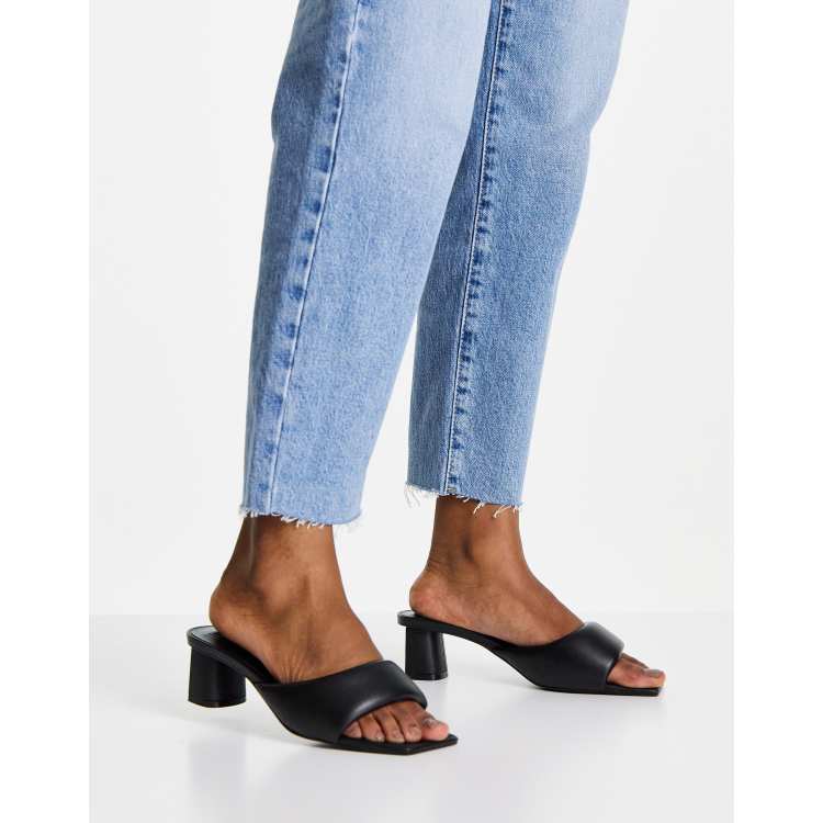 Mango padded heeled mule sandal in black