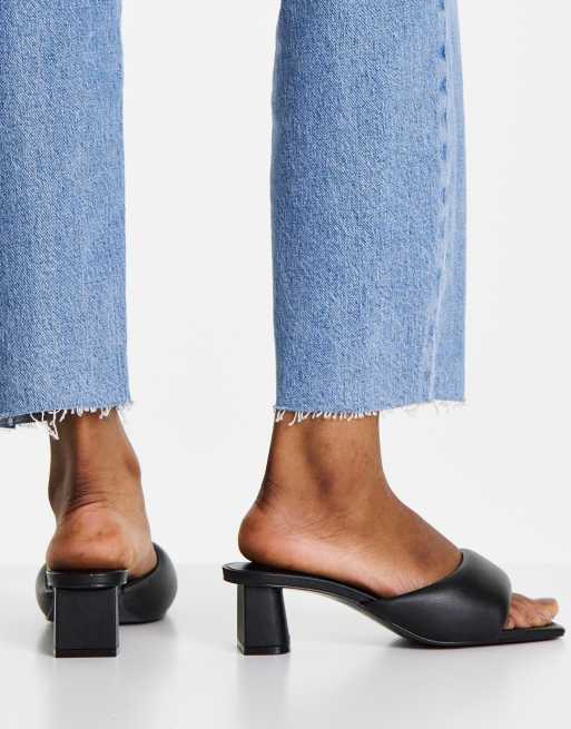 Mango padded heeled mule sandal in black