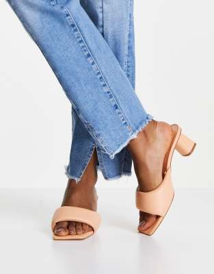 Mango padded heeled mule sandals in coral ASOS