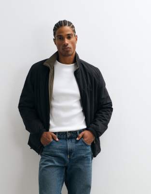 Mango Padded High Neck Jacket In Black