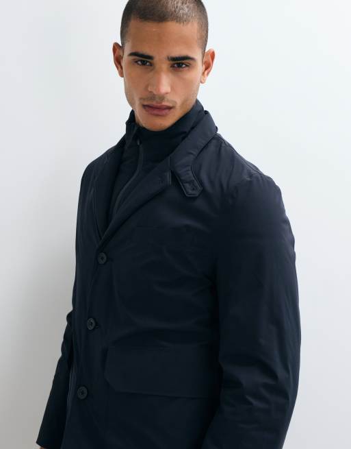 Mango padded high neck jacket in navy, 5 of 5