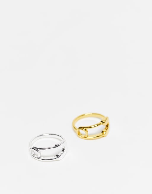 Mango - Pakke med ringe i blandede metaller med papirclips design