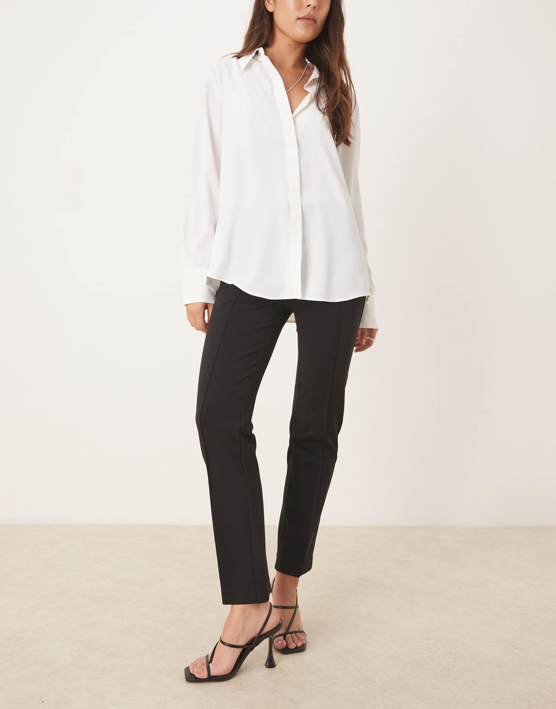mango paloma slim tailored pants in black