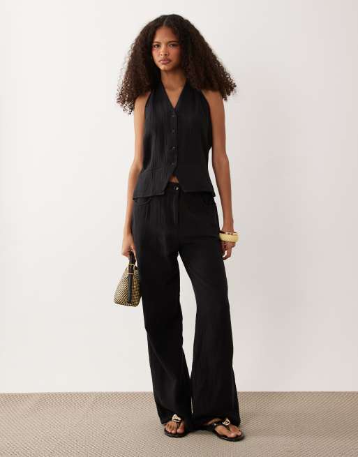 Mango Pals halterneck waistcoat top co-ord in black, 2 of 4