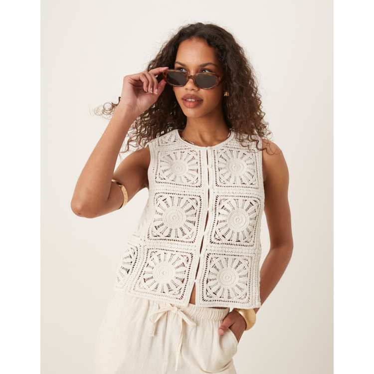 早い者勝ち！Eaphi EMBROIDERY CORD VEST beige Meihuida Women Embroidered Vest Top Y2k Vintage Open Front