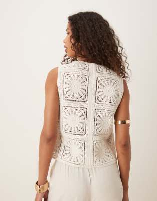 Mango Open Stitch Button Up Waistcoat