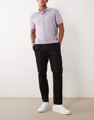 Mango - Pantalon à pinces droit en coton avec taille ajustable - Noir