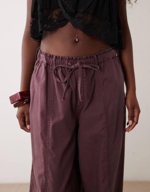 Mango pantalon à revers en mélange de coton prune, 3 de 5