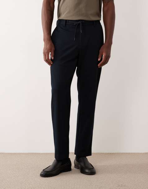 Mango - Pantalon ajusté à taille nouée - Bleu marine - view 1