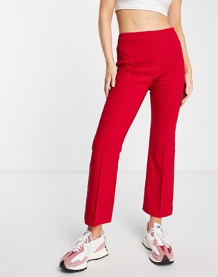 Pantalons droits Mango - Pantalon ajusté avec coutures à l'avant - Rouge