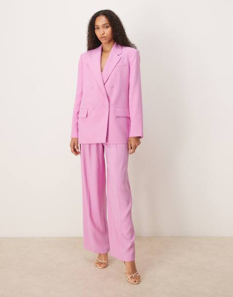 Mango - Pantalon ajusté d'ensemble à plis devant - Rose clair - view 1