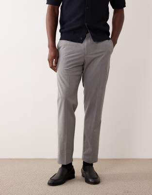 Mango - Pantalon ajusté fuselé à plis devant - Gris clair