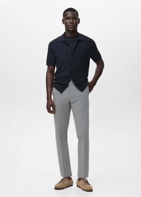 Mango - Pantalon ajusté fuselé à plis devant - Gris clair - view 1