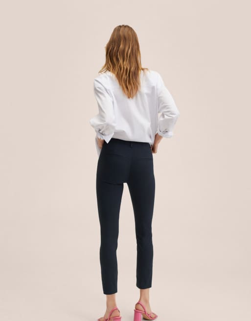 Mango Pantalon cigarette ajust Bleu marine