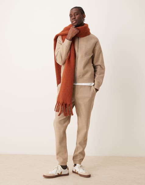 Mango - Pantalon de jogging d'ensemble droit doux au toucher - Beige - view 1