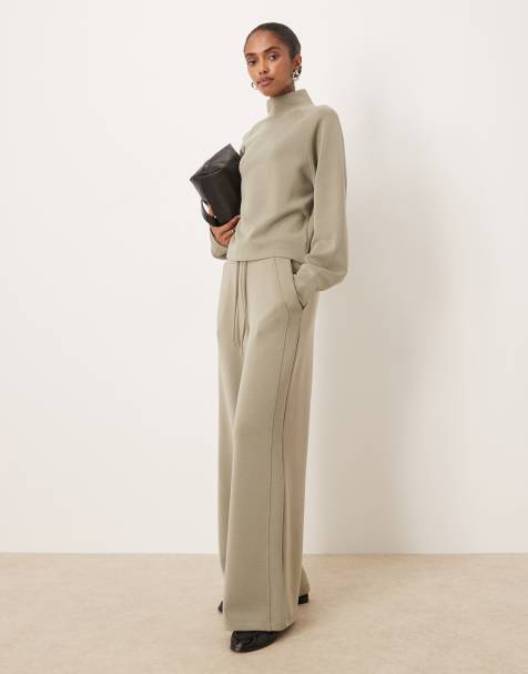 Mango - Pantalon de jogging d'ensemble droit - Kaki - view 1