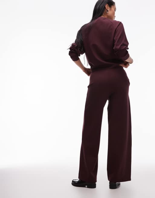 Mango - Pantalon de jogging droit d'ensemble avec pli sur le devant - Bordeaux, 3 de 5
