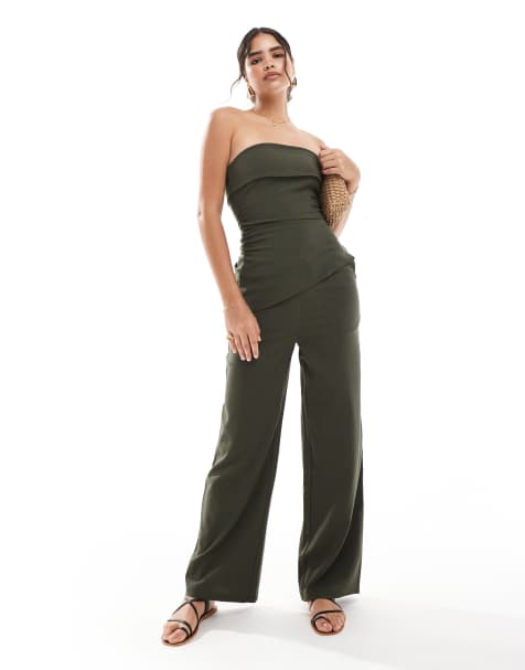 Mango - Pantalon décontracté d'ensemble avec taille à cordon de serrage - Kaki foncé - view 1