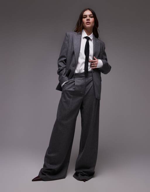 Mango Pantalon d'ensemble à fines rayures en aspect laine brossé