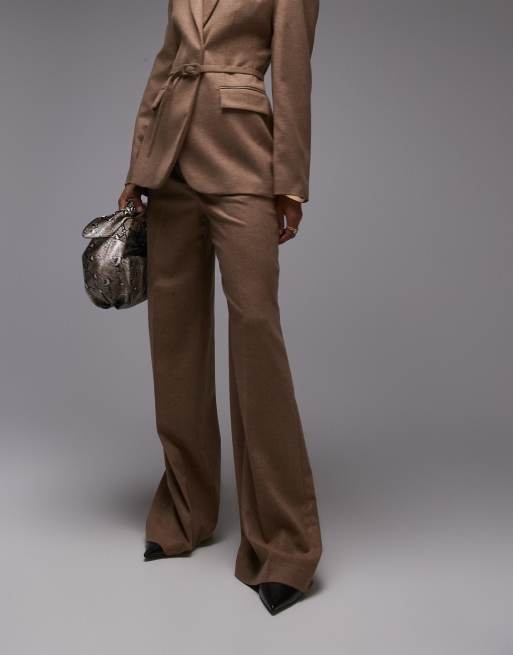Pantalon Femme Mango Taille 34 - Coupe Bootcut En Laine - Couleur Gris Foncé - Occasion TBE