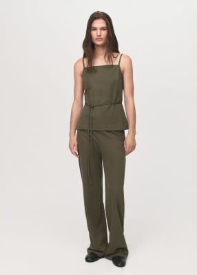 Mango - Pantalon d'ensemble droit - Kaki-Vert