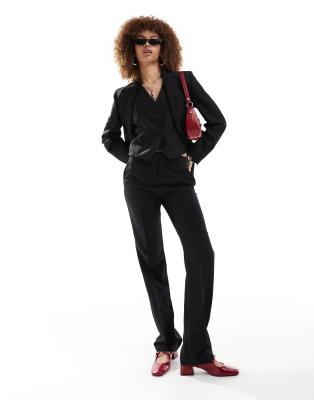 Mango - Pantalon d'ensemble en laine mélangée - Noir