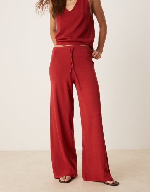 Mango - Pantalon d'ensemble en maille avec cordon de serrage - Rouge, 5 de 5