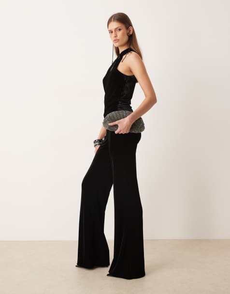 Mango - Pantalon d'ensemble évasé en velours - Noir - view 1