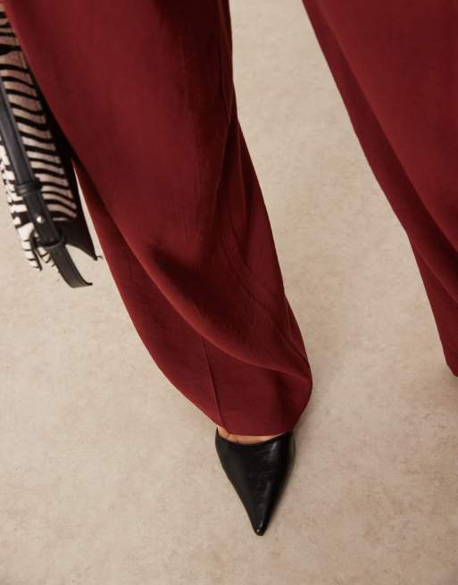 Mango - Pantalon d'ensemble habillé coupe baggy - Rouge, 4 de 5